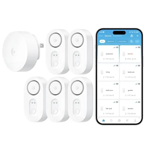 GoveeLife Smart Water Leak Detector 5-Pack, 1804ft Range
