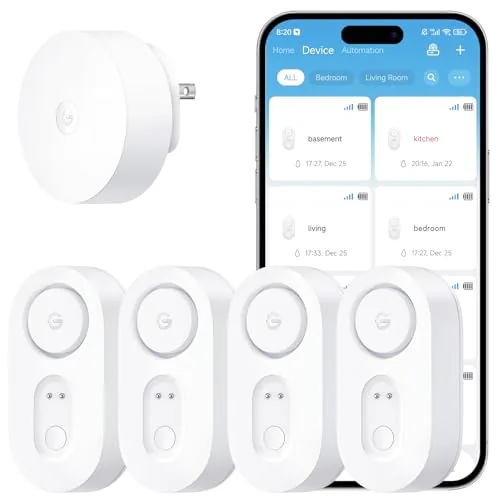 GoveeLife Smart Water Leak Detector 4-Pack, 1804ft Range