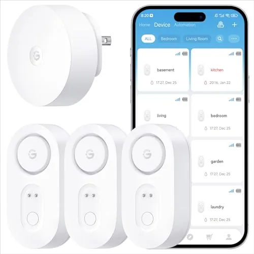 GoveeLife Smart Water Leak Detector 1s, 3-Pack