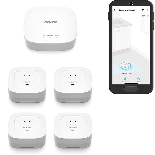 YoLink Hub + 4 Leak Sensor 4 Kit, LoRa 1/4-Mile