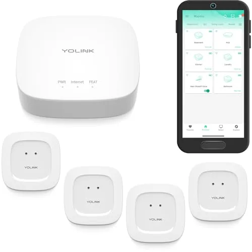 YoLink Hub + 4 Leak Sensors LoRa Long-Range Kit